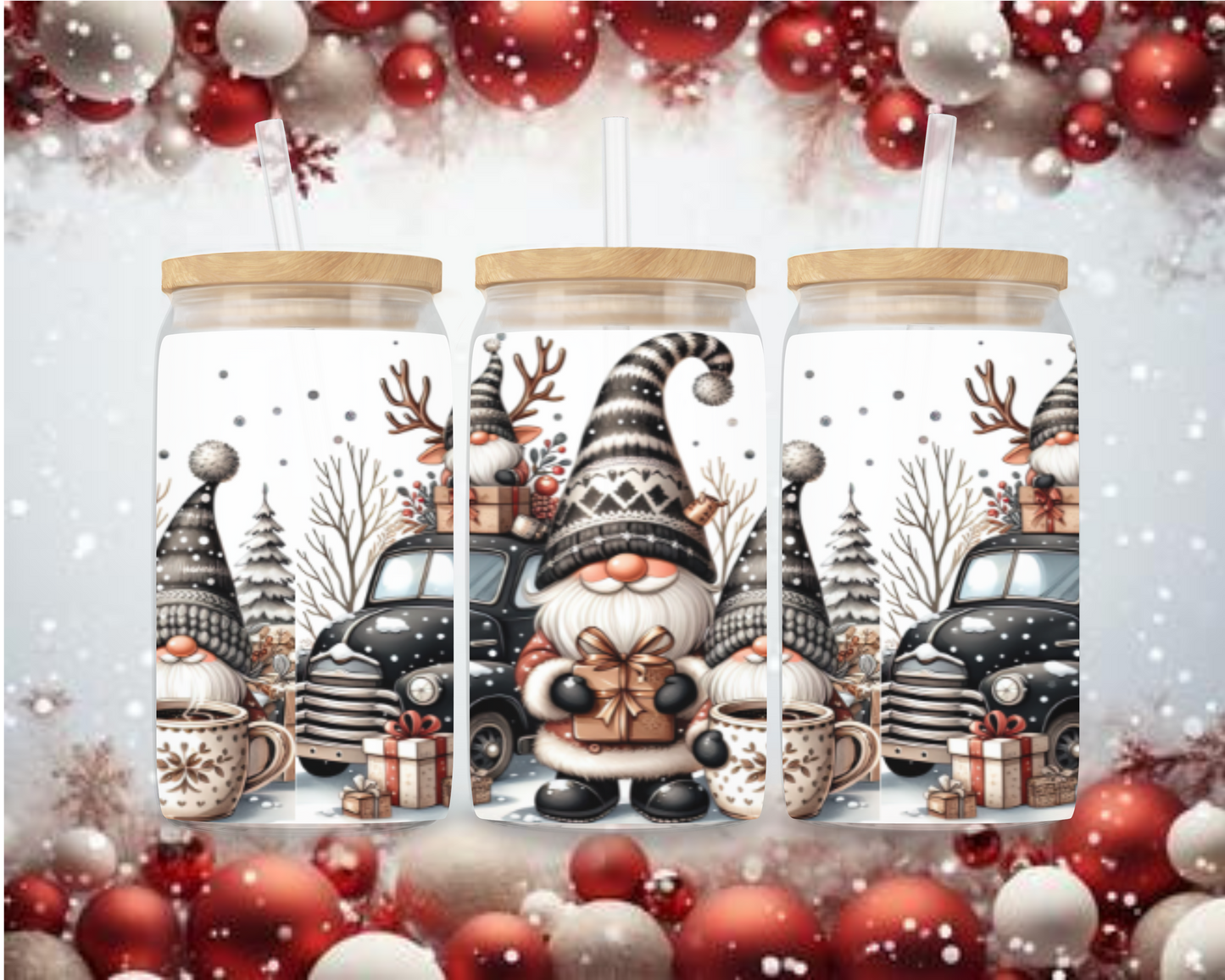 Gnome Christmas Iced Coffee Tumbler